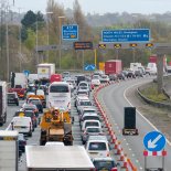 Article thumbnail: Traffic congestion on the busiest motorway in Britain, the M6, as road works on the motorway, as it passes through Cheshire adds to motorists headaches.